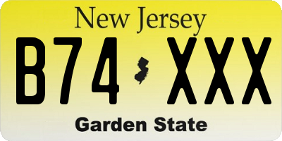 NJ license plate B74XXX