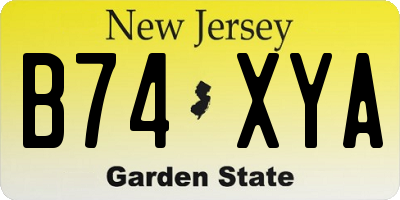 NJ license plate B74XYA