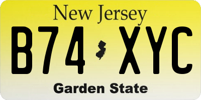 NJ license plate B74XYC
