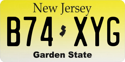 NJ license plate B74XYG