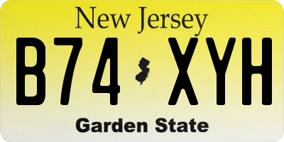 NJ license plate B74XYH