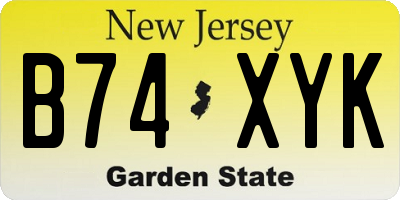 NJ license plate B74XYK