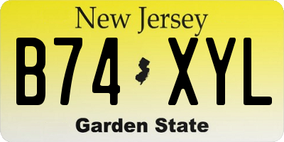 NJ license plate B74XYL