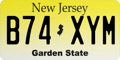 NJ license plate B74XYM