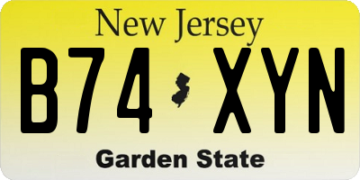 NJ license plate B74XYN
