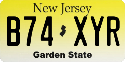 NJ license plate B74XYR