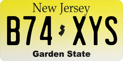 NJ license plate B74XYS