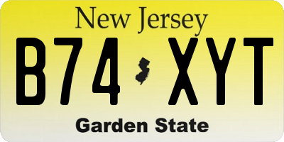 NJ license plate B74XYT