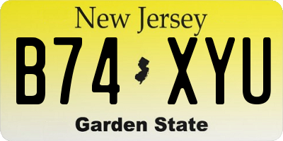 NJ license plate B74XYU