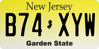 NJ license plate B74XYW