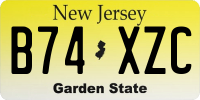 NJ license plate B74XZC