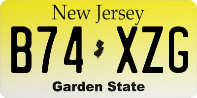 NJ license plate B74XZG