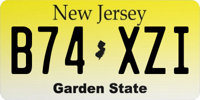 NJ license plate B74XZI