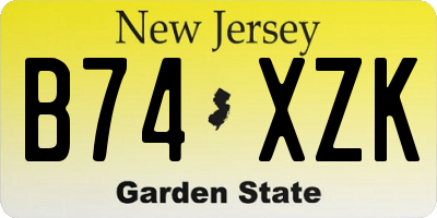 NJ license plate B74XZK
