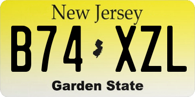 NJ license plate B74XZL
