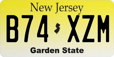 NJ license plate B74XZM