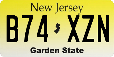 NJ license plate B74XZN