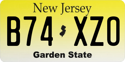 NJ license plate B74XZO