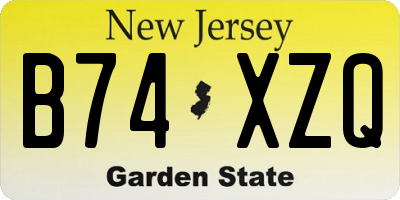 NJ license plate B74XZQ