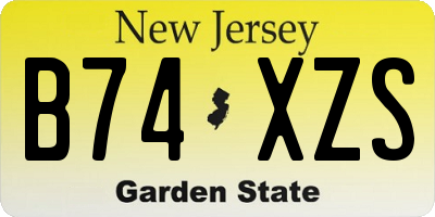 NJ license plate B74XZS