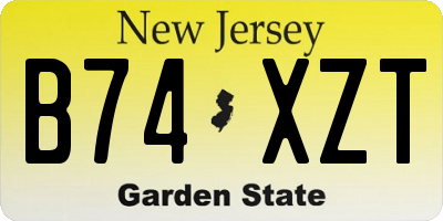 NJ license plate B74XZT