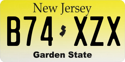 NJ license plate B74XZX