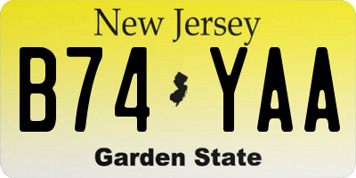 NJ license plate B74YAA