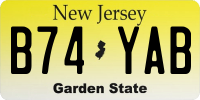NJ license plate B74YAB