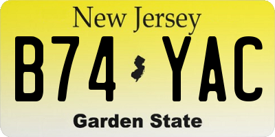 NJ license plate B74YAC