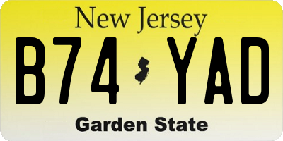 NJ license plate B74YAD