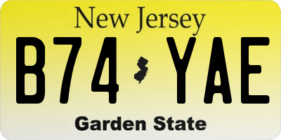 NJ license plate B74YAE