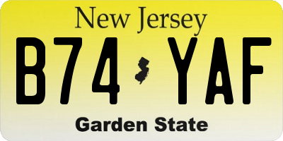 NJ license plate B74YAF