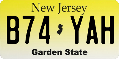 NJ license plate B74YAH