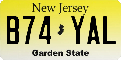 NJ license plate B74YAL