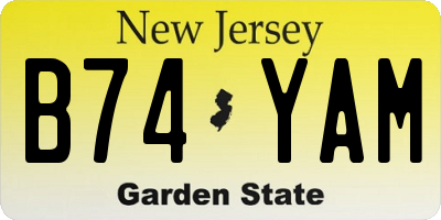 NJ license plate B74YAM