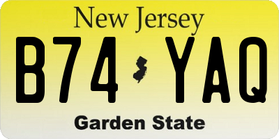 NJ license plate B74YAQ