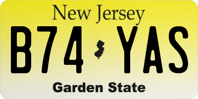 NJ license plate B74YAS