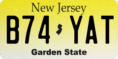 NJ license plate B74YAT