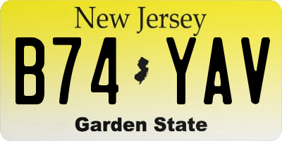 NJ license plate B74YAV