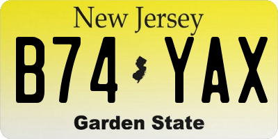 NJ license plate B74YAX