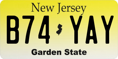 NJ license plate B74YAY