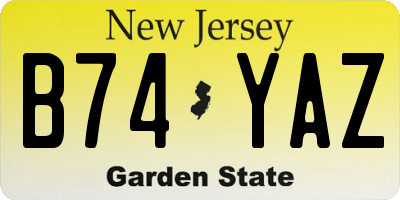NJ license plate B74YAZ