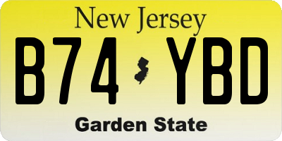 NJ license plate B74YBD