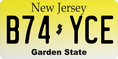 NJ license plate B74YCE