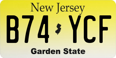 NJ license plate B74YCF