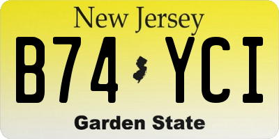 NJ license plate B74YCI