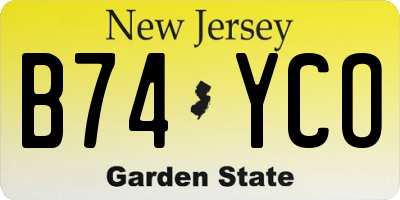 NJ license plate B74YCO