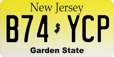 NJ license plate B74YCP