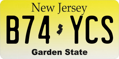 NJ license plate B74YCS