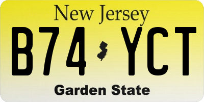 NJ license plate B74YCT